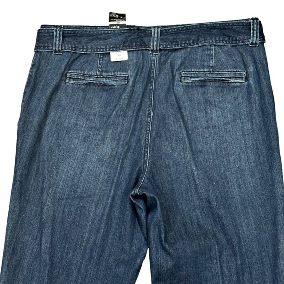 NEW ANA Jeans Size 16W Blue Wide Leg Stretch Denim Belted Cuffed Dark Wash - Picture 4 of 10
